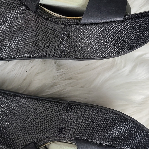 Circus by Sam Edelman Slip On Wedge Sandals Size 9.5 Black Woven Fabric Spring - Picture 6 of 9